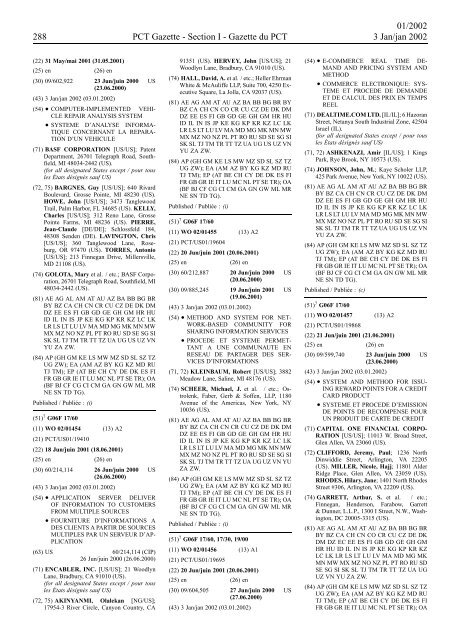 PCT/2002/1 : PCT Gazette, Weekly Issue No. 1, 2002 - WIPO