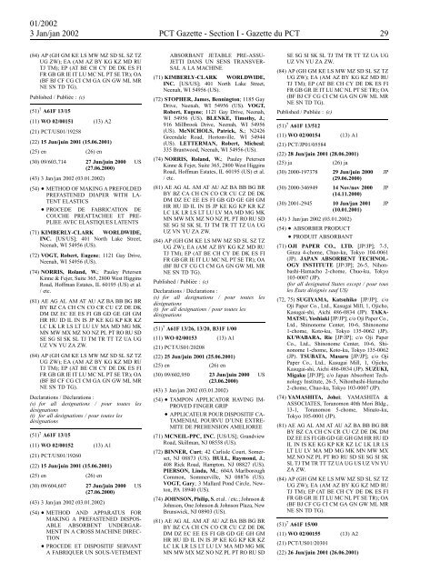 PCT/2002/1 : PCT Gazette, Weekly Issue No. 1, 2002 - WIPO