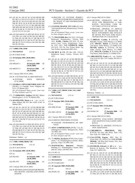 PCT/2002/1 : PCT Gazette, Weekly Issue No. 1, 2002 - WIPO