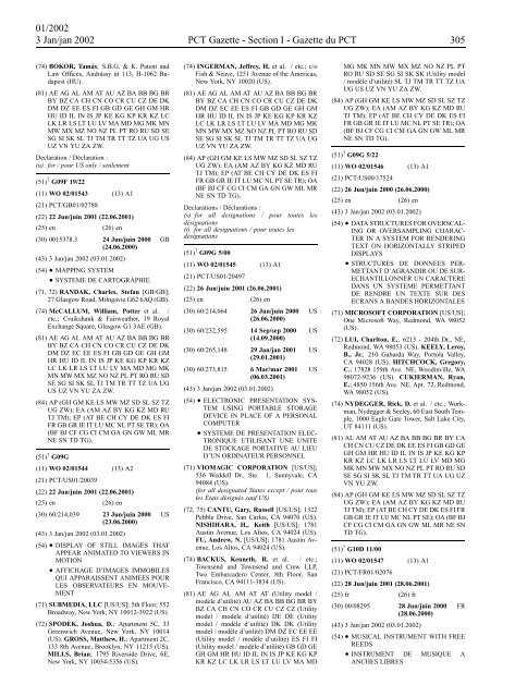 PCT/2002/1 : PCT Gazette, Weekly Issue No. 1, 2002 - WIPO