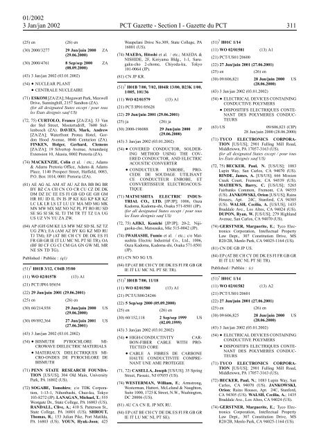 PCT/2002/1 : PCT Gazette, Weekly Issue No. 1, 2002 - WIPO