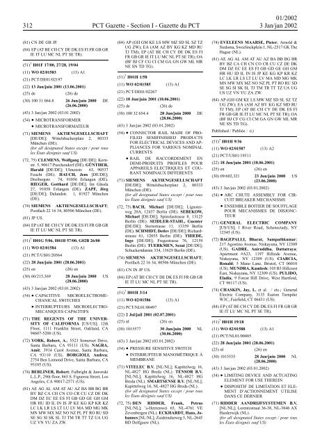 PCT/2002/1 : PCT Gazette, Weekly Issue No. 1, 2002 - WIPO