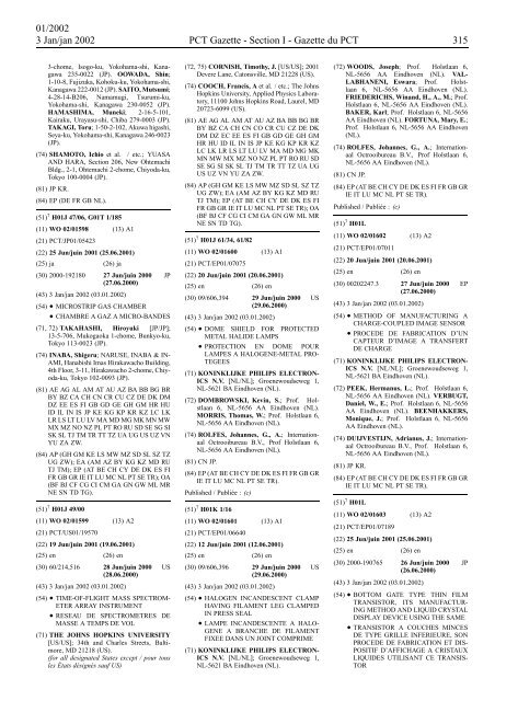 PCT/2002/1 : PCT Gazette, Weekly Issue No. 1, 2002 - WIPO