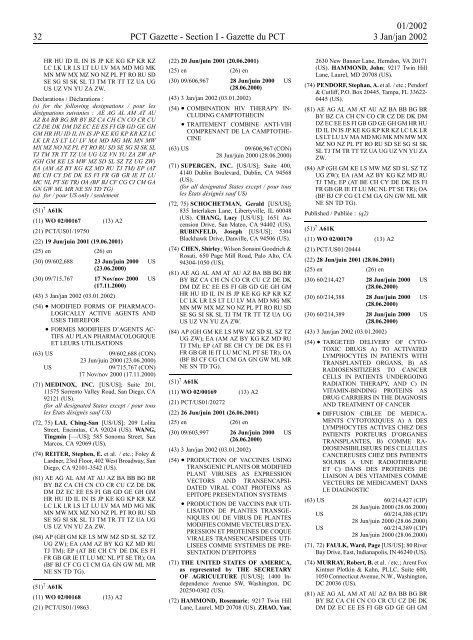 PCT/2002/1 : PCT Gazette, Weekly Issue No. 1, 2002 - WIPO