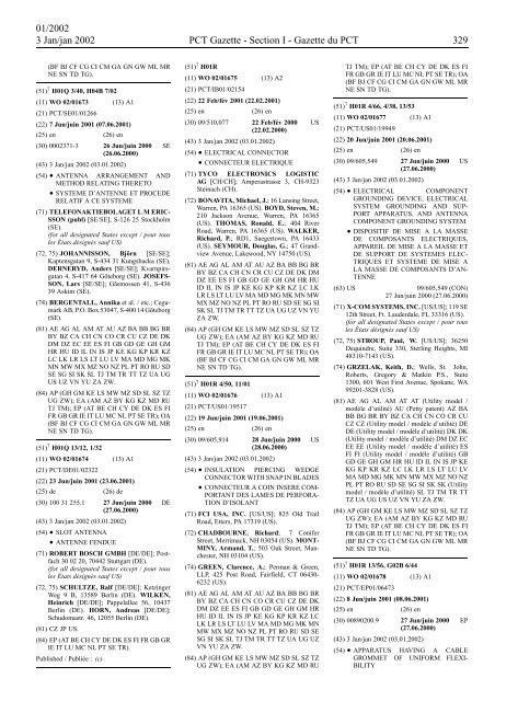 PCT/2002/1 : PCT Gazette, Weekly Issue No. 1, 2002 - WIPO