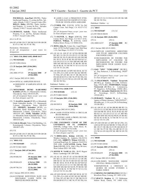 PCT/2002/1 : PCT Gazette, Weekly Issue No. 1, 2002 - WIPO