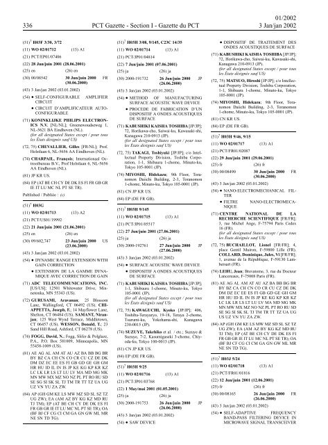 PCT/2002/1 : PCT Gazette, Weekly Issue No. 1, 2002 - WIPO