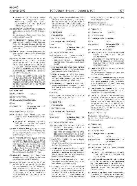 PCT/2002/1 : PCT Gazette, Weekly Issue No. 1, 2002 - WIPO