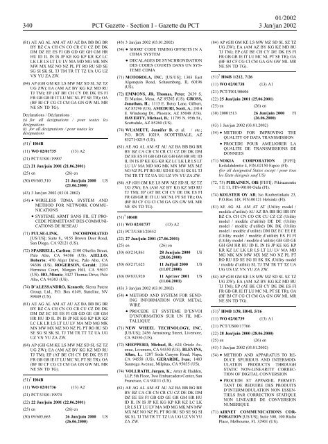 PCT/2002/1 : PCT Gazette, Weekly Issue No. 1, 2002 - WIPO