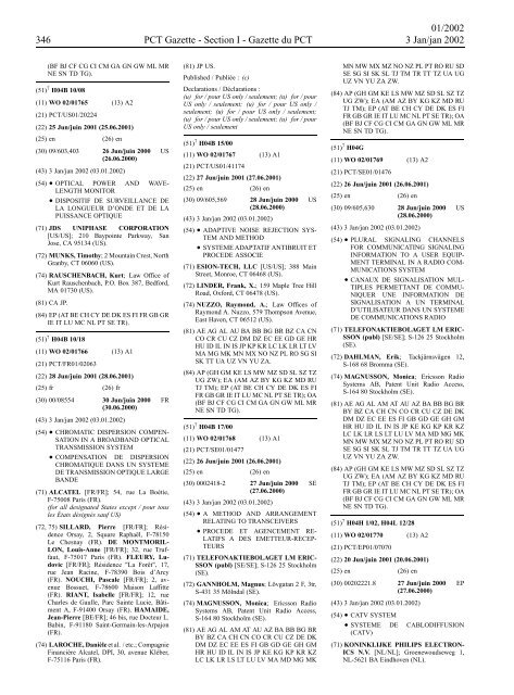 PCT/2002/1 : PCT Gazette, Weekly Issue No. 1, 2002 - WIPO