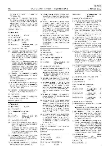 PCT/2002/1 : PCT Gazette, Weekly Issue No. 1, 2002 - WIPO