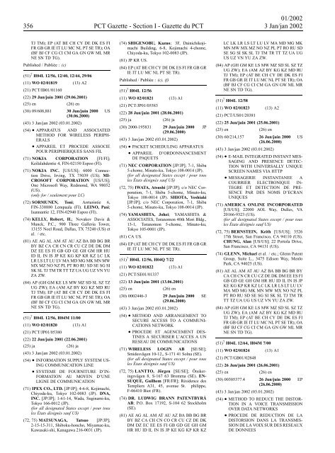 PCT/2002/1 : PCT Gazette, Weekly Issue No. 1, 2002 - WIPO