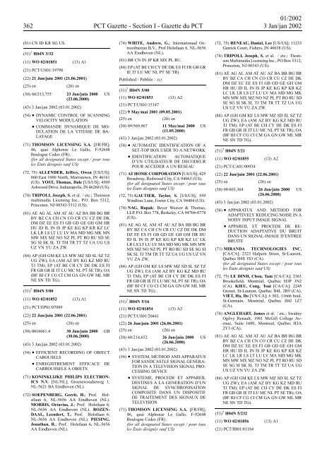 PCT/2002/1 : PCT Gazette, Weekly Issue No. 1, 2002 - WIPO