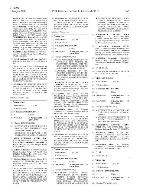 PCT/2002/1 : PCT Gazette, Weekly Issue No. 1, 2002 - WIPO