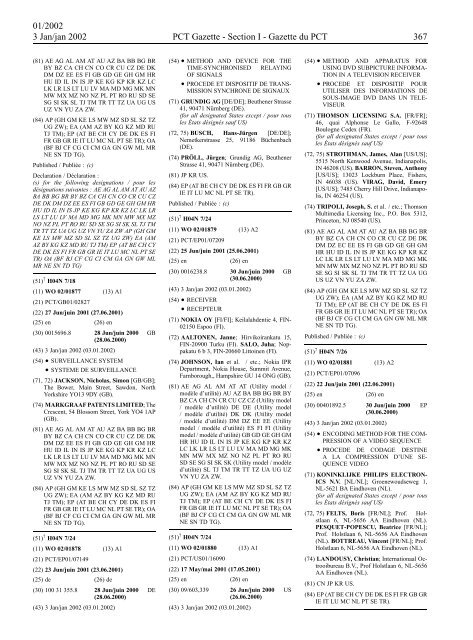 PCT/2002/1 : PCT Gazette, Weekly Issue No. 1, 2002 - WIPO