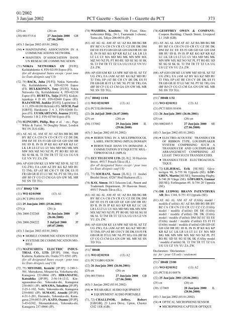 PCT/2002/1 : PCT Gazette, Weekly Issue No. 1, 2002 - WIPO