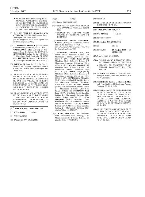 PCT/2002/1 : PCT Gazette, Weekly Issue No. 1, 2002 - WIPO