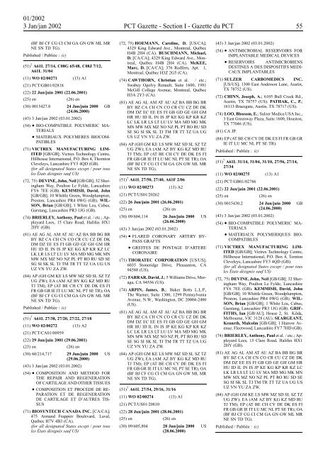 PCT/2002/1 : PCT Gazette, Weekly Issue No. 1, 2002 - WIPO