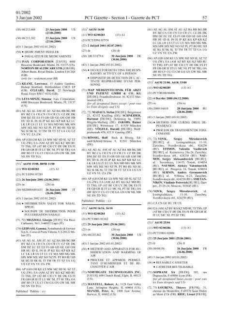 PCT/2002/1 : PCT Gazette, Weekly Issue No. 1, 2002 - WIPO