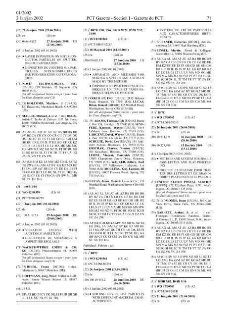 PCT/2002/1 : PCT Gazette, Weekly Issue No. 1, 2002 - WIPO
