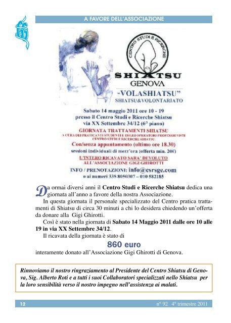 NOTIZIARIO - Associazione Gigi Ghirotti