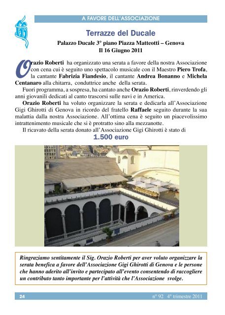 NOTIZIARIO - Associazione Gigi Ghirotti