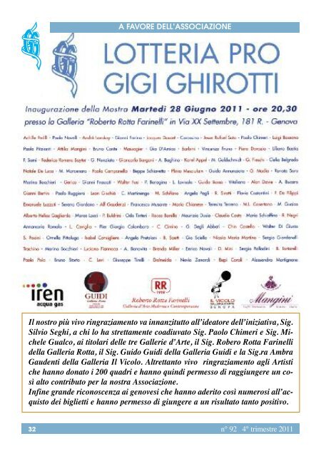 NOTIZIARIO - Associazione Gigi Ghirotti