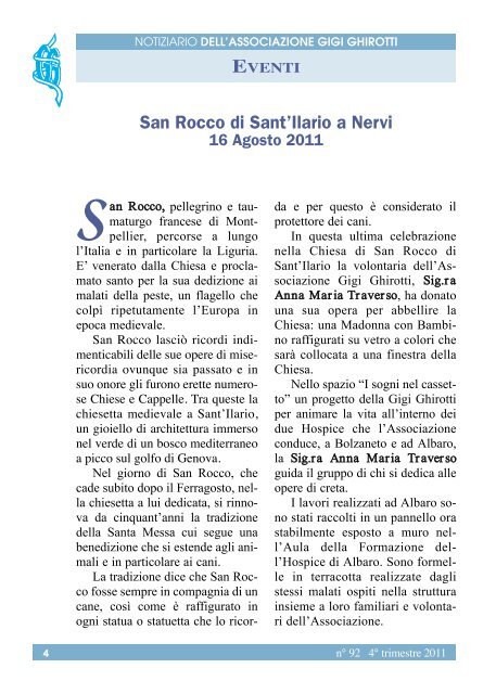 NOTIZIARIO - Associazione Gigi Ghirotti