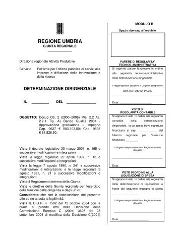 determinazione dirigenziale - Regione Umbria