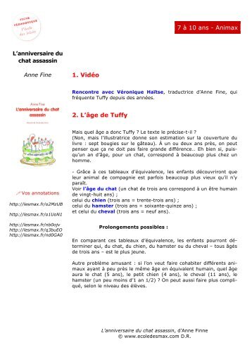 1. Vidéo 2. L'âge de Tuffy 7 à 10 ans - Animax