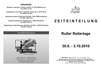 ZEITEINTEILUNG Ruller Reitertage 30.9.