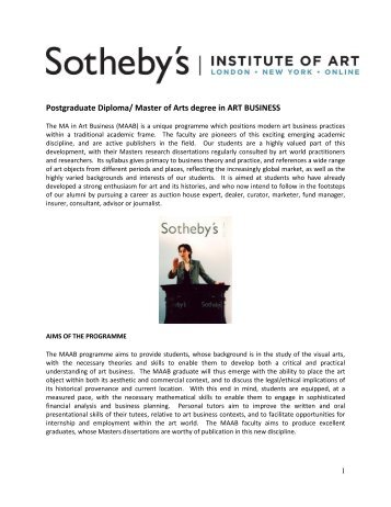 Postgraduate Diploma - Sotheby's Institute of Art