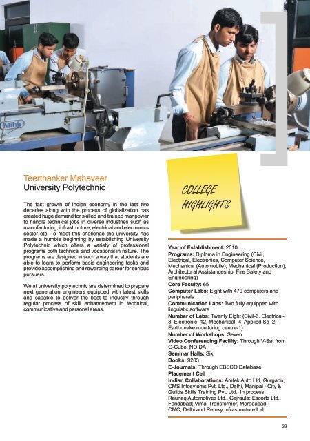 admission brochure - Teerthanker Mahaveer University