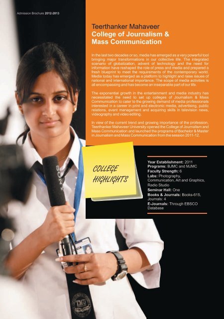 admission brochure - Teerthanker Mahaveer University