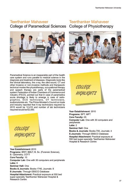 admission brochure - Teerthanker Mahaveer University