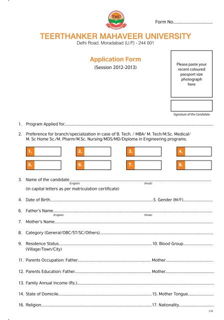 admission brochure - Teerthanker Mahaveer University