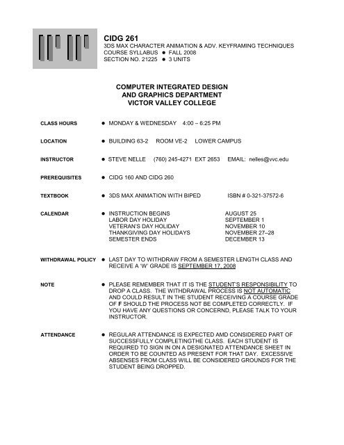 CIDG 261 - Victor Valley College