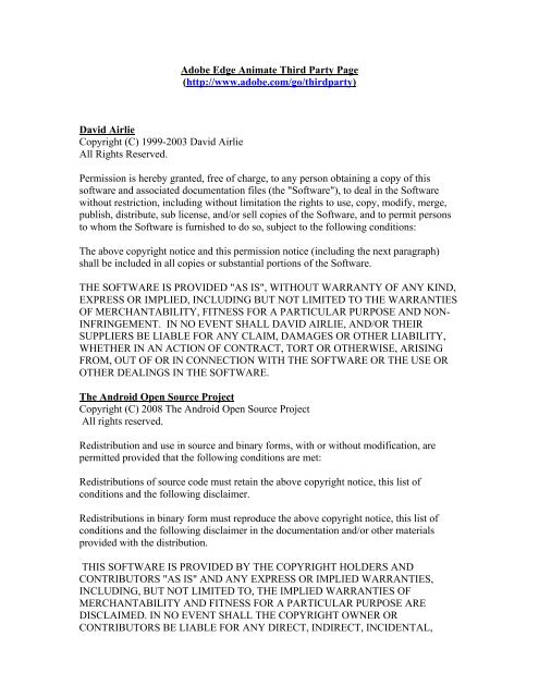 Adobe Edge Animate Third Party Page Adobe Edge Animate Third Party Page