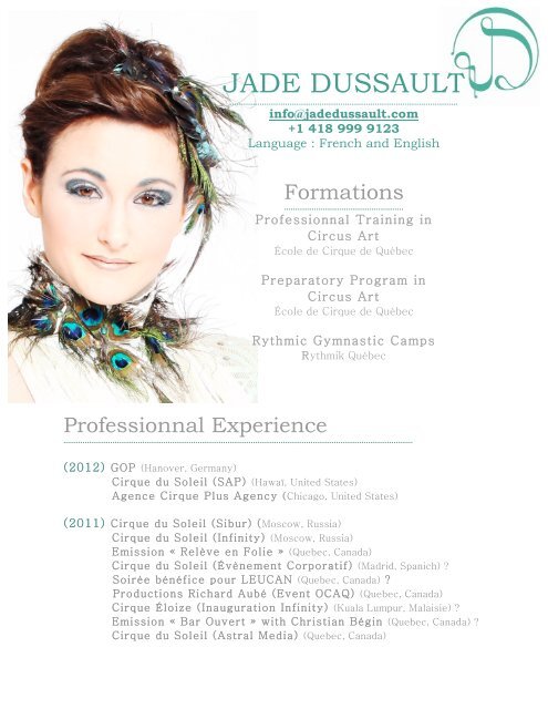 Jade Dussault - Artiste de cirque / Circus artist