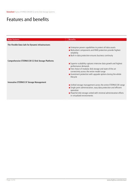 Datasheet: ETERNUS DX400 S2 - Anima BCI