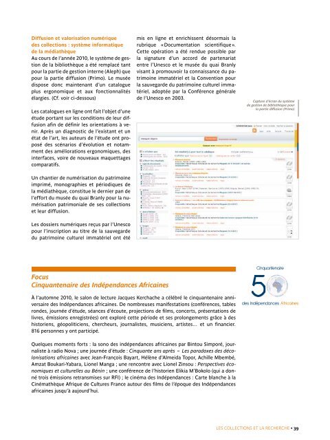 rapport d'activité 2010 (pdf - 12.7 M) - musée du quai Branly