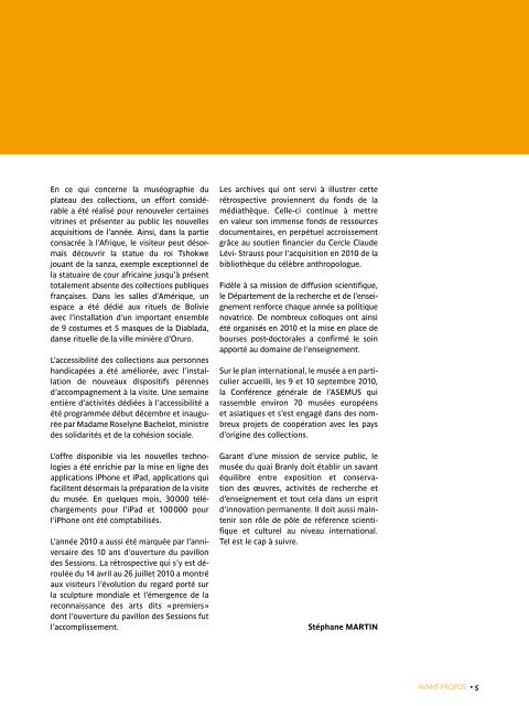 rapport d'activité 2010 (pdf - 12.7 M) - musée du quai Branly