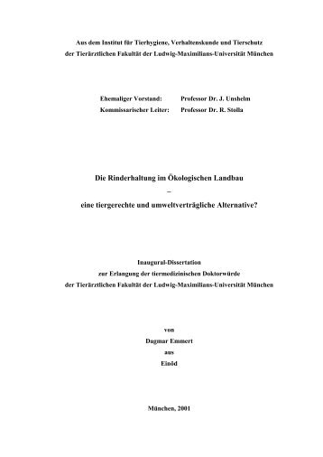 Die Rinderhaltung im Ökologischen Landbau - eine tiergerechte ...