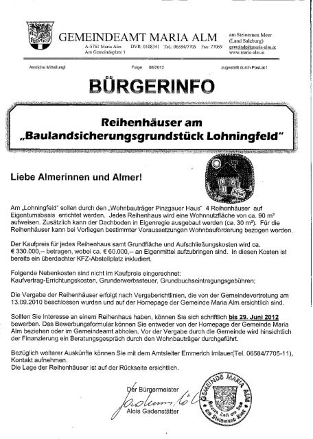 Reihenhäuser "Baulandsicherungsmodell Lohningfeld" inkl. Plan