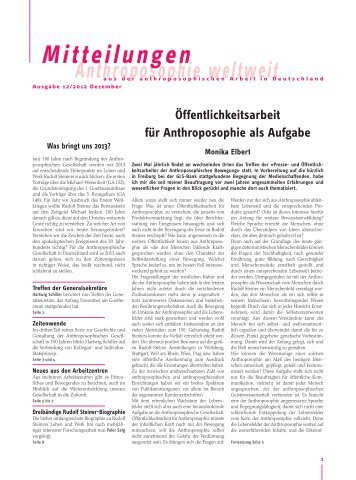 Öffentlichkeitsarbeit für Anthroposophie als Aufgabe