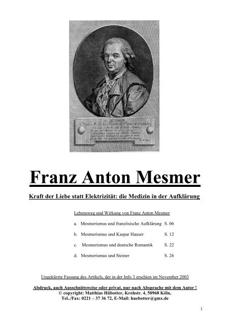 Franz Anton Mesmer - Museum der Liebe