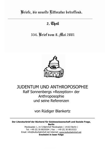 JUDENTUM UND ANTHROPOSOPHIE - Ralf ... - Menschenkunde