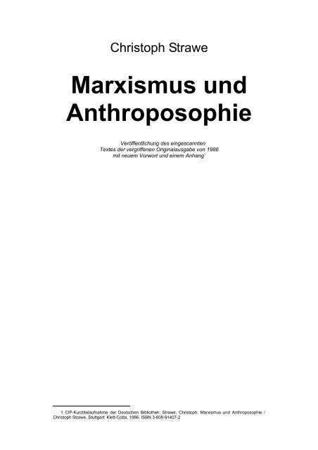 Marxismus und Anthroposophie - Institut für soziale Gegenwartsfragen