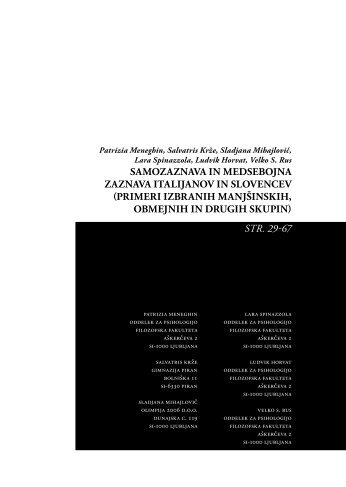 Samozaznava in medsebojna zaznava Italijanov in ... - Anthropos