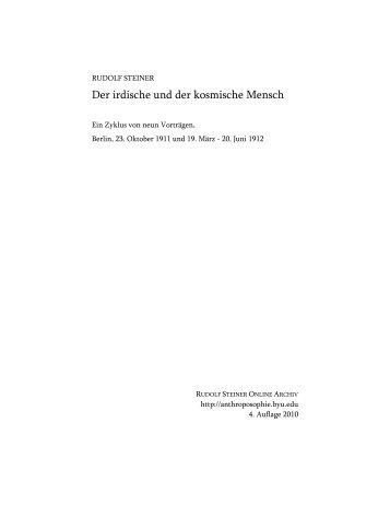 Der irdische und der kosmische Mensch - Rudolf Steiner Online Archiv